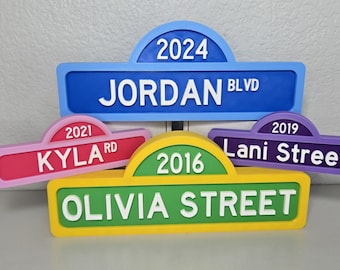 Bloque de letrero de calle personalizado / Letrero de calle con nombre personalizado / Señal de carretera / Nombre de escritorio / Maestro / Guardería / Adorno para pastel / Estilo infantil