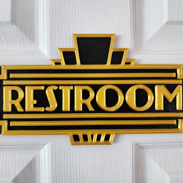 Art Deco Style Restroom Sign 8" | Bathroom Sign | Bathroom Decor | Airbnb Sign | Home Decor