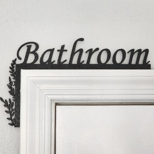 Bathroom Door Topper | Over The Door Sign | Bathroom Sign | Airbnb Sign | Home Decor | Door Corner