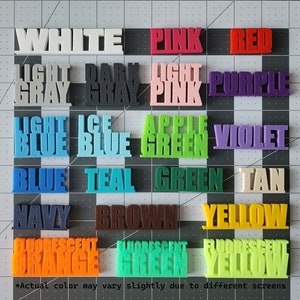 Puede incluir: Una carta de colores con 16 colores diferentes, incluyendo blanco, rosa, rojo, gris claro, gris oscuro, rosa claro, morado, azul claro, azul hielo, verde manzana, violeta, azul, turquesa, verde, marr&oacute;n, azul marino, marr&oacute;n, amarillo, naranja fluorescente, verde fluorescente y amarillo fluorescente. El texto "*El color real puede variar ligeramente debido a las diferentes pantallas" est&aacute; en la parte inferior de la carta.