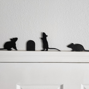 Set of Mice Door Topper | Over The Door Sign | Mouse Sign | Airbnb Decor | Cat & Mouse Decor