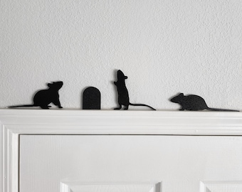 Set of Mice Door Topper | Over The Door Sign | Mouse Sign | Airbnb Decor | Cat & Mouse Decor