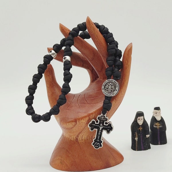 Corde de prière orthodoxe 33 nœuds Paracord de haute qualité 550 Croix en métal nouée à la main Variété de couleurs