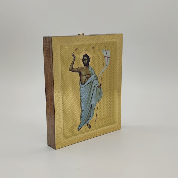 Griechische Ikone Jesus Christus Ecce Homo Ganzkörper Auf Lindenholz Goldenem Hintergrund Poliert Siebdruck Tsoukaniko
