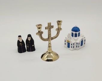 Traditionele Orthodoxe Handmatige Messing Dubbele Kaarshouder Massief Messing Kruisvorm Standaard Voor Huisaltaren En Iconostase Ornament Carvatie