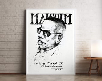 Malcolm X Poster, Wall Art, Printable Poster, Black And White, Sports Poster, Poster, Home Decor, Personalised Poster, Digital Poster