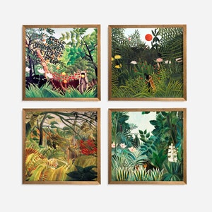 Naive, botanical and nature themed wall art SET OF FOUR | Instantly downloadable Vintage Home decor | Digital Print and Downloadable Poster