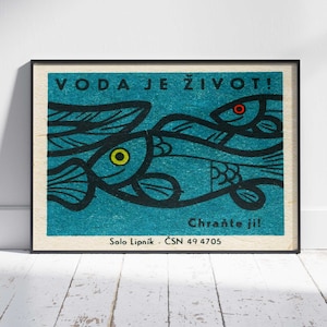 Czechoslovakian Matchbox Label Poster, Printable Retro Wall Art Poster, Digital Downloadable Poster for home decor, Vintage print art
