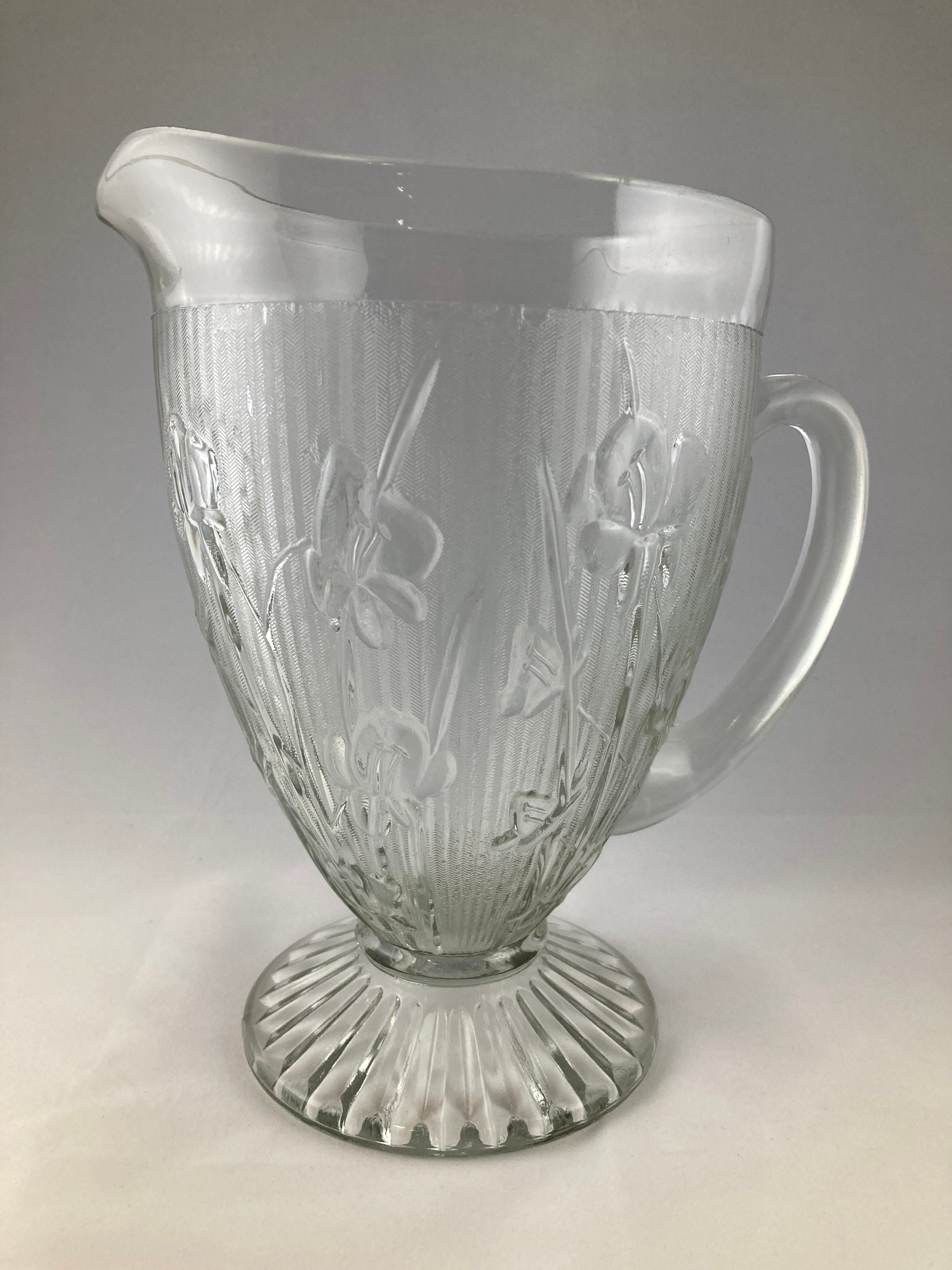 Iris and Herringbone Glass Co. 56oz 9 Pitcher Clear Etsy
