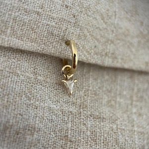Triangle shape genuine diamond hoop charm set in 9ct solid gold