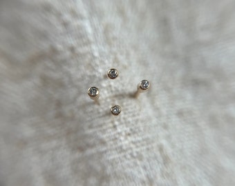 Micro diamond set in 9ct yellow gold ear stud natural tiny diamond sold a single or in a pair