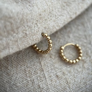 9ct solid gold bubble texture huggie hoops