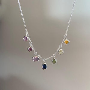 A rainbow pride necklace in tourmaline sapphire and amethyst LGBTQIA image 1