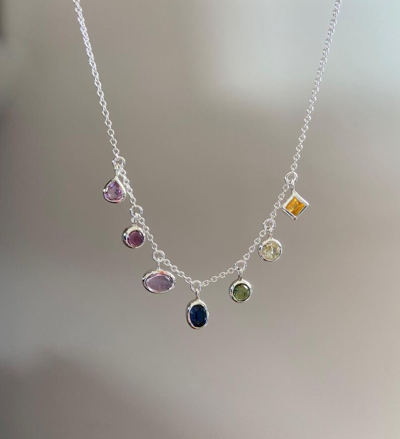 A rainbow pride necklace in tourmaline sapphire and amethyst LGBTQIA image 1