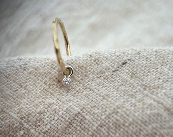 Tiny genuine 1.5mm diamond charm for delicate hoops / huggie earrings set in silver. Charm sold separately too.