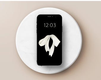 iPhone Wallpaper White Bow Aesthetic (digitale download)