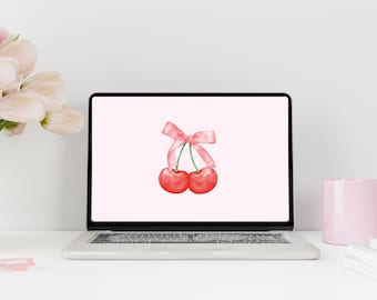 Sfondo per laptop con fiocco di ciliegio in stile estetico (download digitale)