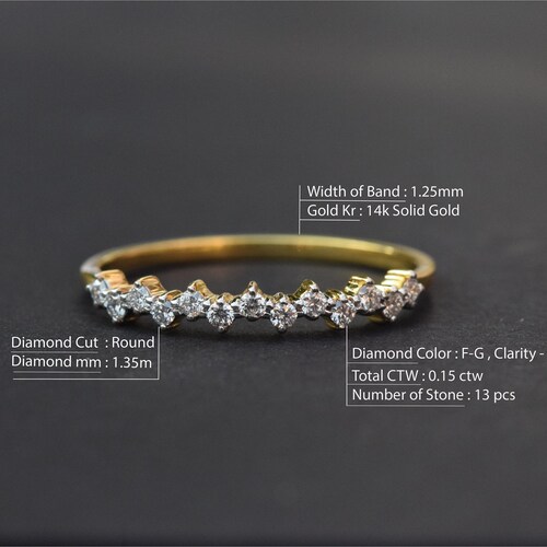 Simple Diamond Ring Thin Diamond Ring 14k/18k Gold Stack Etsy