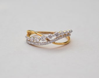 14k Gold, Diamant-Cluster-Ring, Diamant-Stapelring, Diamant-Antragsring, Diamant-Verlobungsring, Diamant-Ehering, Statement-Ring.