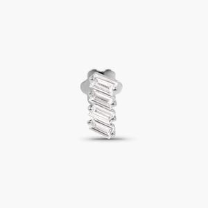 14K Gold Diamond Baguette Flat Back Stud: Minimalist Cartilage Earring