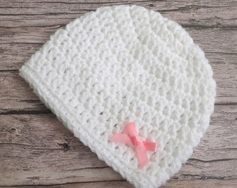 New Baby Hand Knitted Baby Hat Premature / Newborn  Preemie Hospital Beanie Girl's Crochet Handmade