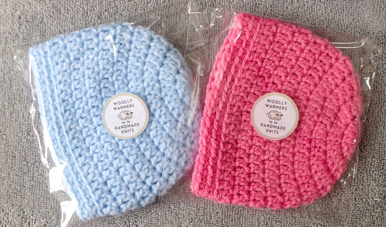Baby Hat, Knitted Hospital Hat, Crochet Baby Beanie Hat, Premature Hospital Hat, Baby Gift, Boy / Girl Newborn / 0-3 months Baby Shower Gift image 5