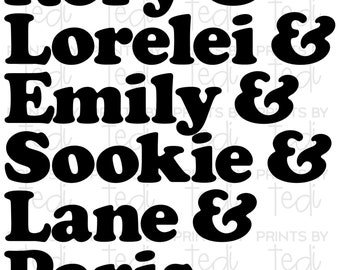 Gilmore girls PNG, Rory & Lorelei Digital Download, PNG files for shirts, sublimation designs, Lane and Sookie Digital File, TV show design.