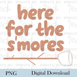 Hier für die S'mores PNG, Marshmallow Stick digitaler Download, Boho PNG Dateien für Kinder Shirts, Kinder Sublimation Designs, digitale Datei.