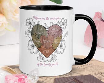 Moms Are The Center Piece To The Family Puzzle Mother’s Day Gift Mug with Color Inside