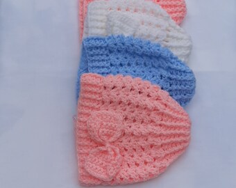 handmade crochet baby hats  with Bow