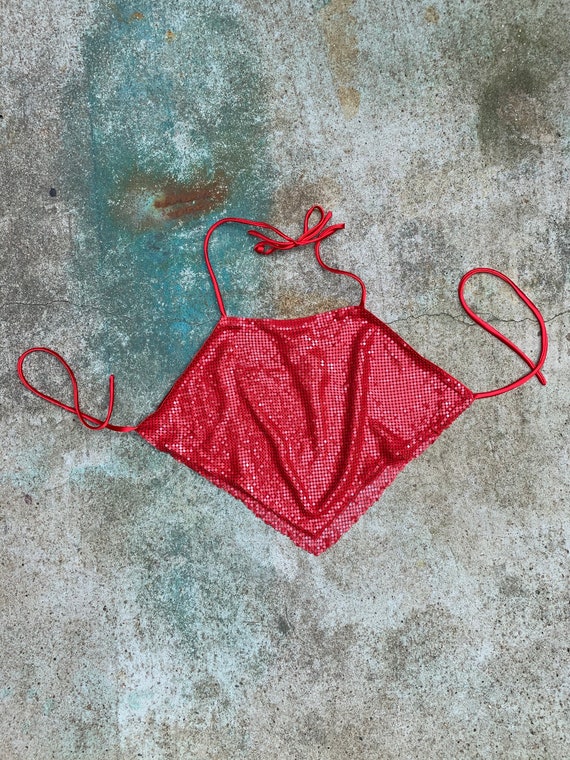 Vintage Red Sequin CropTop