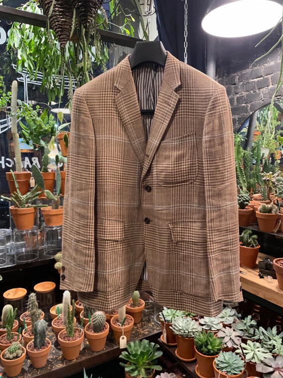 Vintage Herringbone Plaid Blazer