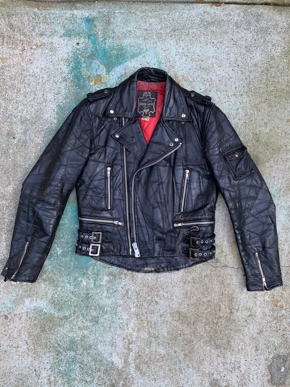 Vintage Patched Leather Biker Jacket