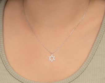 Star Of David Necklace, Tiny Gold Star Of David Necklace, Silver Magen David, Jewish Star Necklace, Star Of David Charm, Religious Necklace