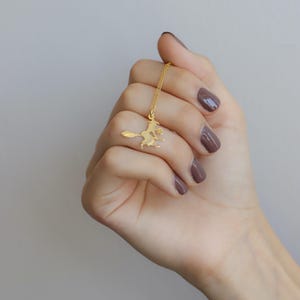 Gold & Silver Ugly Witch Neckace, Flying Witch Necklace, Night Pendant, Halloween Jewelry, Minimalist Charm, Halloween Gifts For Women