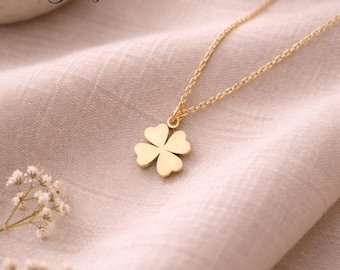 Four Leaf Clover Necklace Gold Minimalist Layered Jewelry Choose Your Pendant Shamrock Camera Anchor Heart Honey Comb