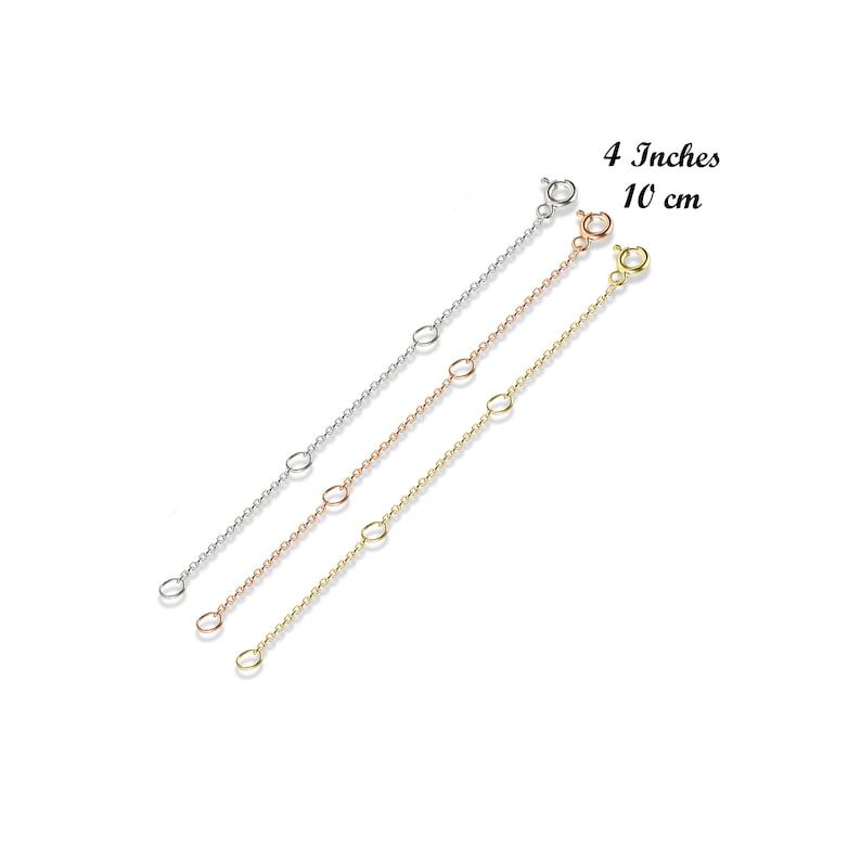 Solid White Gold Extender Chain, Gold extender chain, 14K Solid Gold Extender Chain, Solid Rose Gold Extender Chain, Necklace Extender Chain image 7
