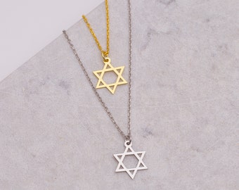 Jewish Star Necklace, Star of david Necklace, Gold Silver Magen david jewelry, Star Of David Necklace, Religious Necklace, Christmas Gift