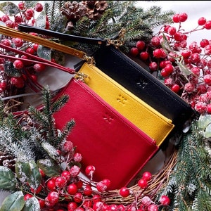 Clutch Bag (Black, Red and Mustard) - gift wrapped, perfect stocking filler and christmas gift idea. nice gift for mum, sister, aunt, friend