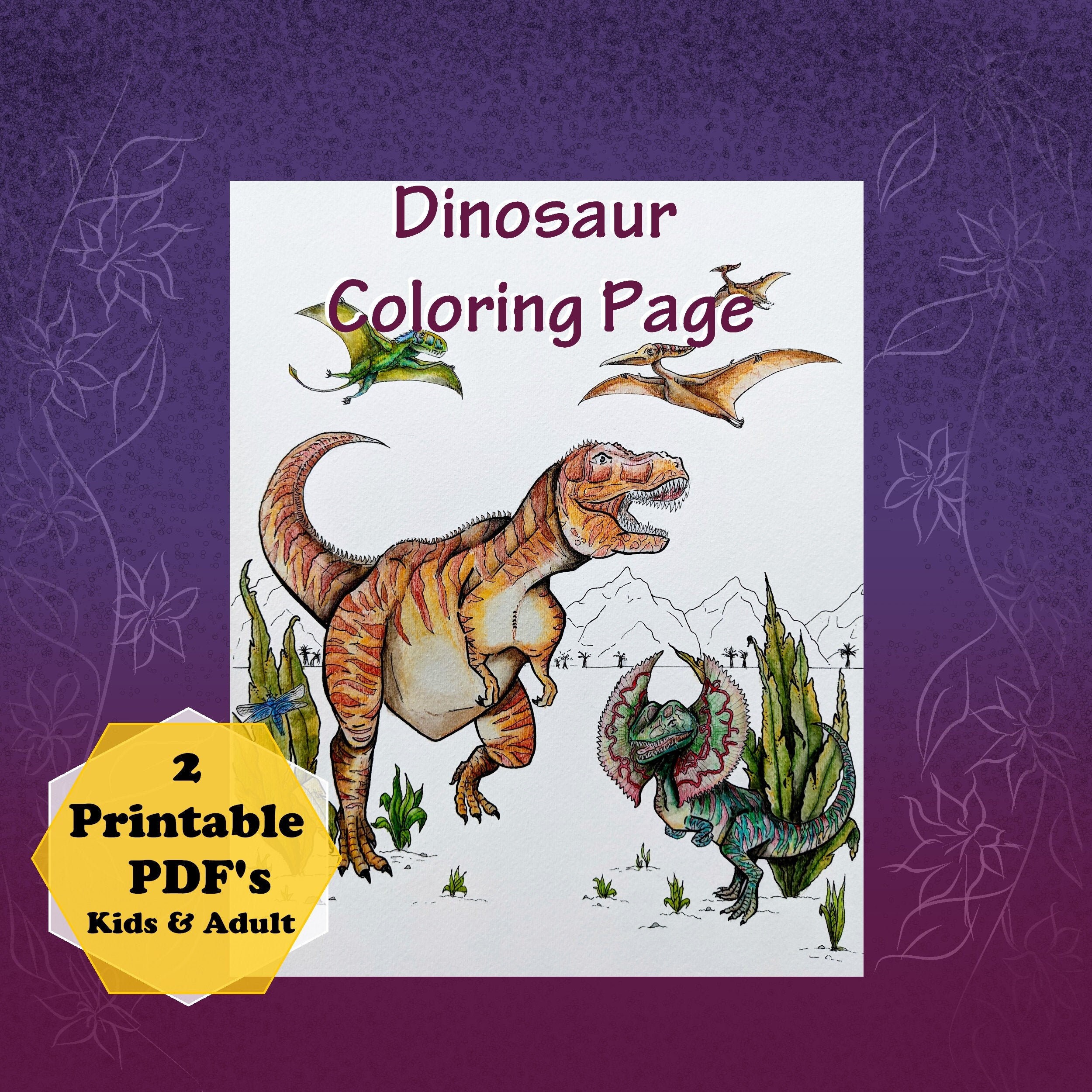 Mommy and Me Dinosaur Coloring Page, Hand Drawn Coloring Pages for ...