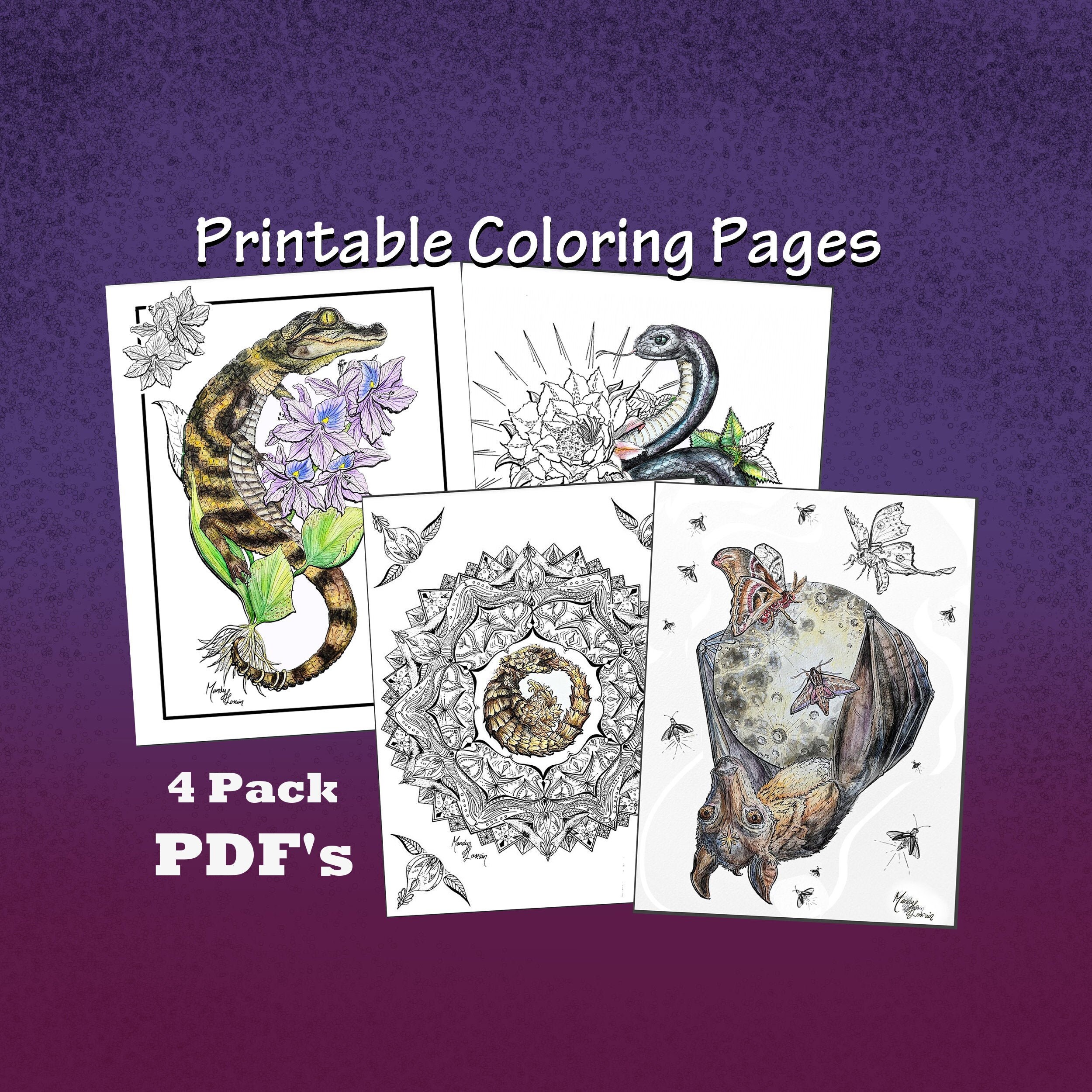 Hand Drawn Adult Coloring Book, Printable Snake Coloring Pages ...