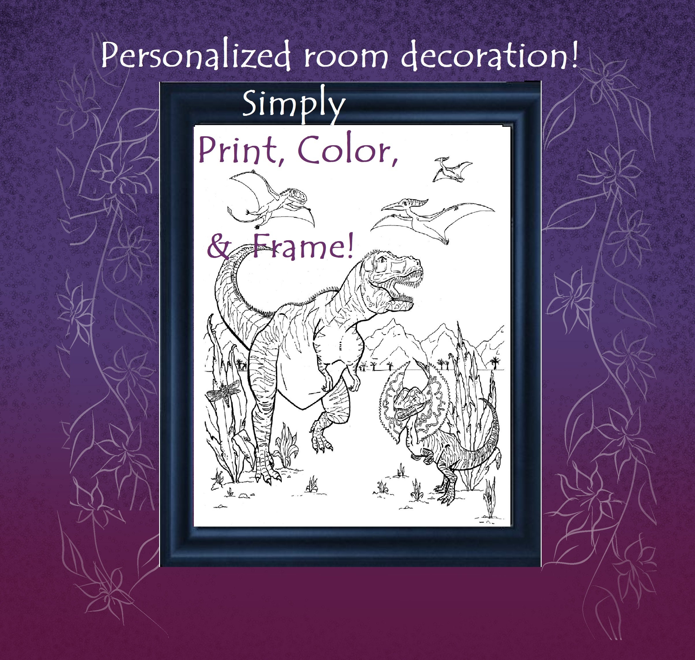 Mommy and Me Dinosaur Coloring Page, Hand Drawn Coloring Pages for ...