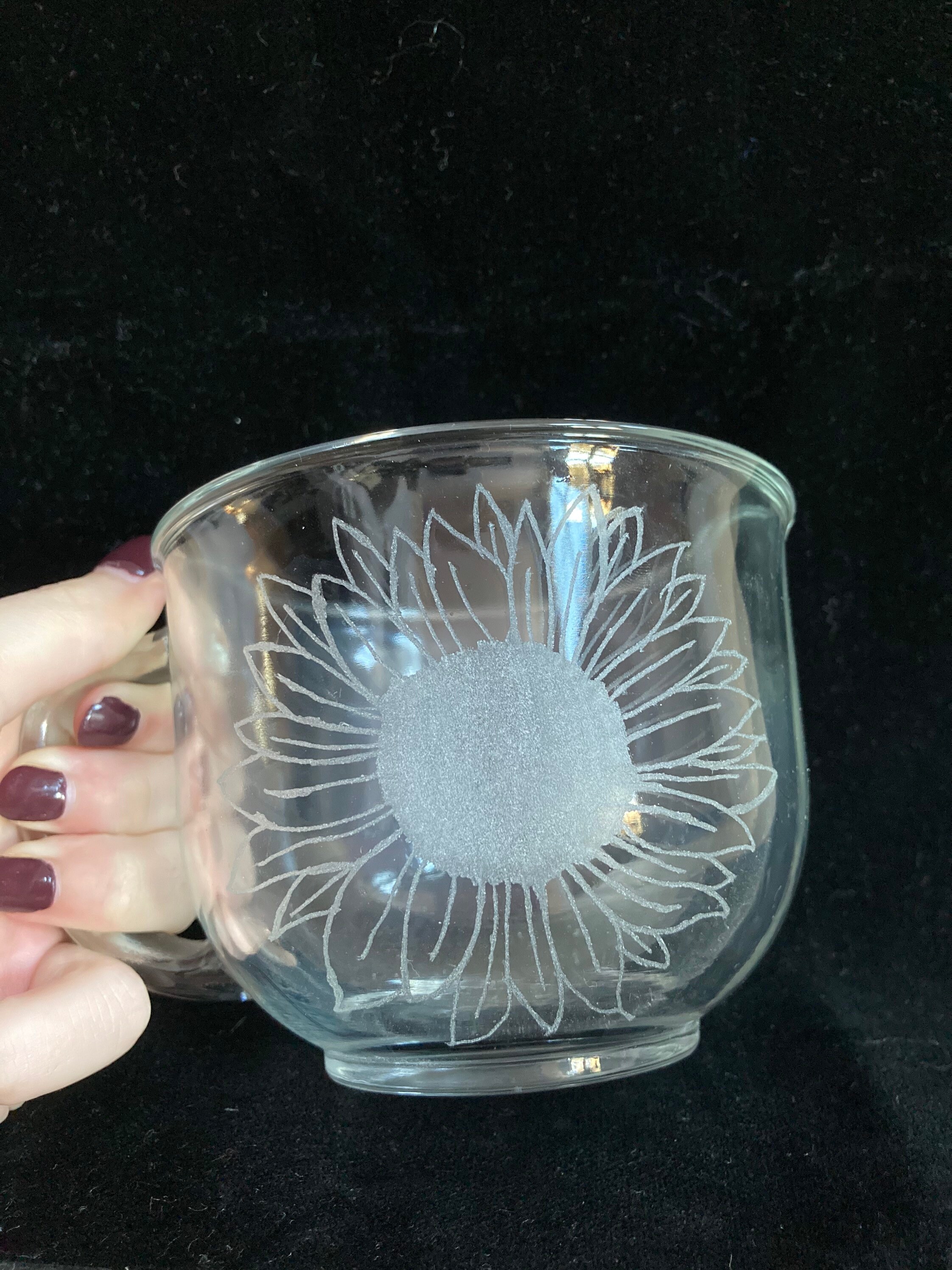 Etched Glass Mug Cup Etsy