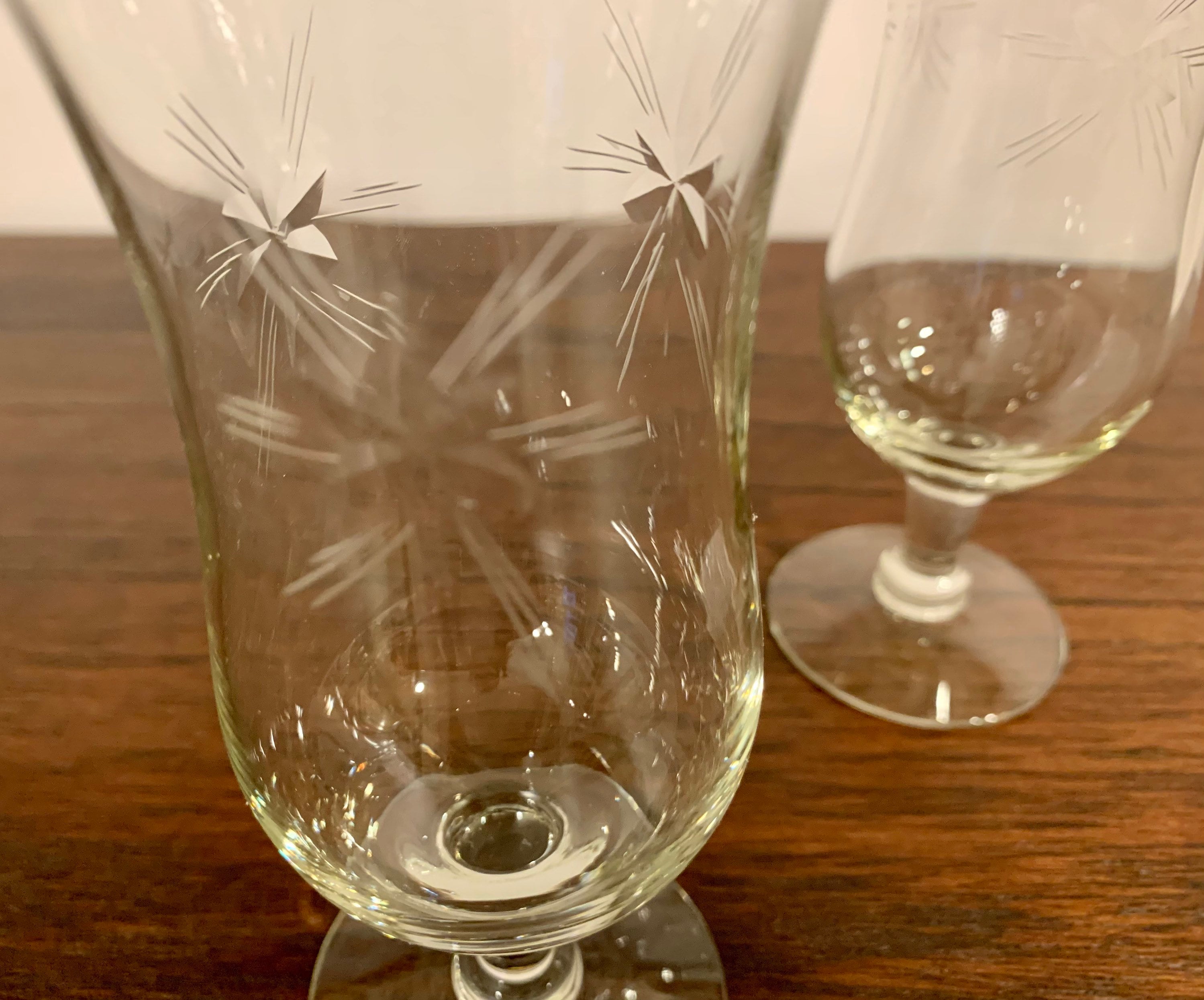 Pair of Vintage Art Deco Etched Champagne Flutes Cordial Etsy