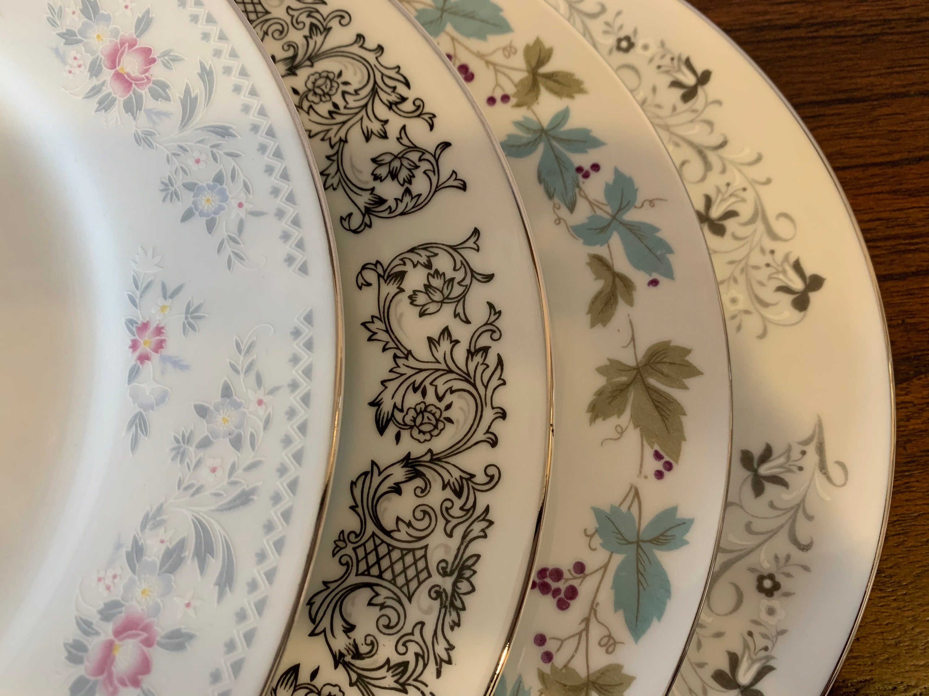 Mismatched Vintage Shabby Chic China Dinner Plates Set of four Etsy
