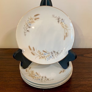 Set of 4 Autumn Wheat Fine China Japan Bread Dessert Plate Golden Rim
