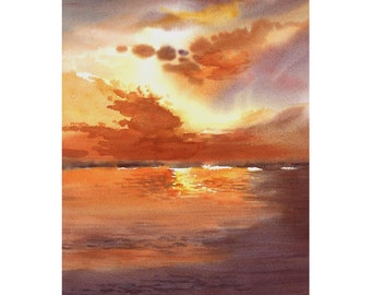 Painting Watercolor Sunset Beach Etsy painting watercolor sunset beach etsy