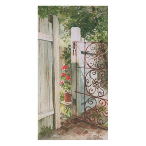 Garden Gate Art Print. Giclee print of a watercolor painting by Bill Oplinger