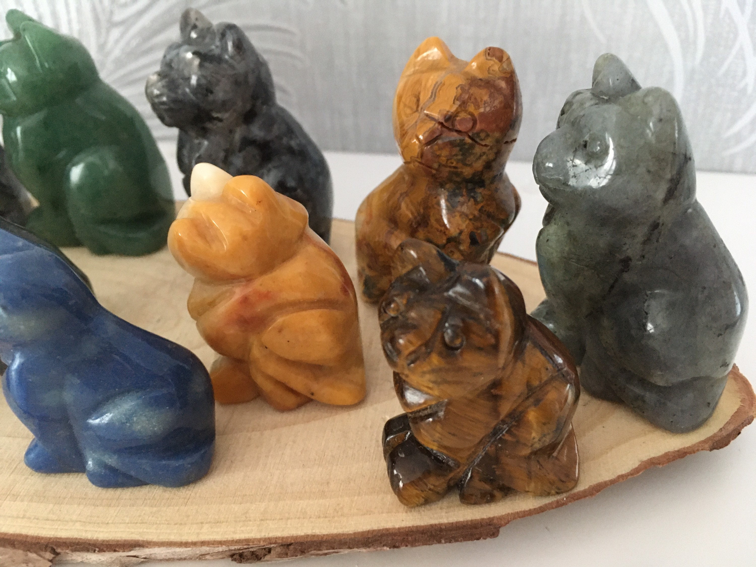 Hand Carved Crystal Cats 2 Sizes Choice of 14 different Etsy
