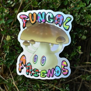 Fungal Friends Mushroom Sticker | Holographic | Accessory | Cute| Mushroom gift | Sticker lovers| SquishyLittleMushrooms